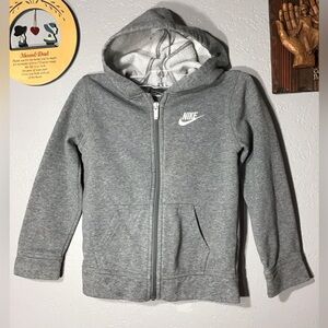Nike Girls Hoodies Full Zip Fleece Jacket,Grey Size L (6-7)Años Embroidered Logo